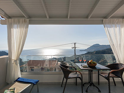 Amazing sea view of the bay of Plakias from the balcony of a Deluxe Suite
