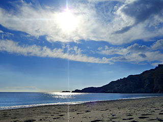Winter Holidays in Crete - Damnony beach on a sunny Winter day
