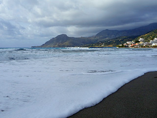 Winter Holidays in Crete - Plakias beach on a cloudy Winter day
