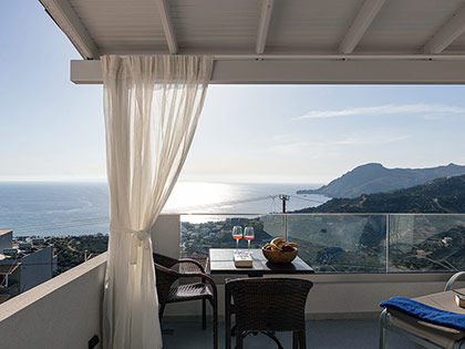 Breathtaking sea view to the bay of Plakias from the balcony of a  Top floor Suite