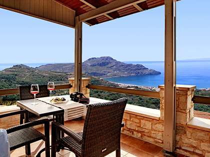 Breathtaking sea view to the bay of Plakias from the balcony of a  Top floor  Suite